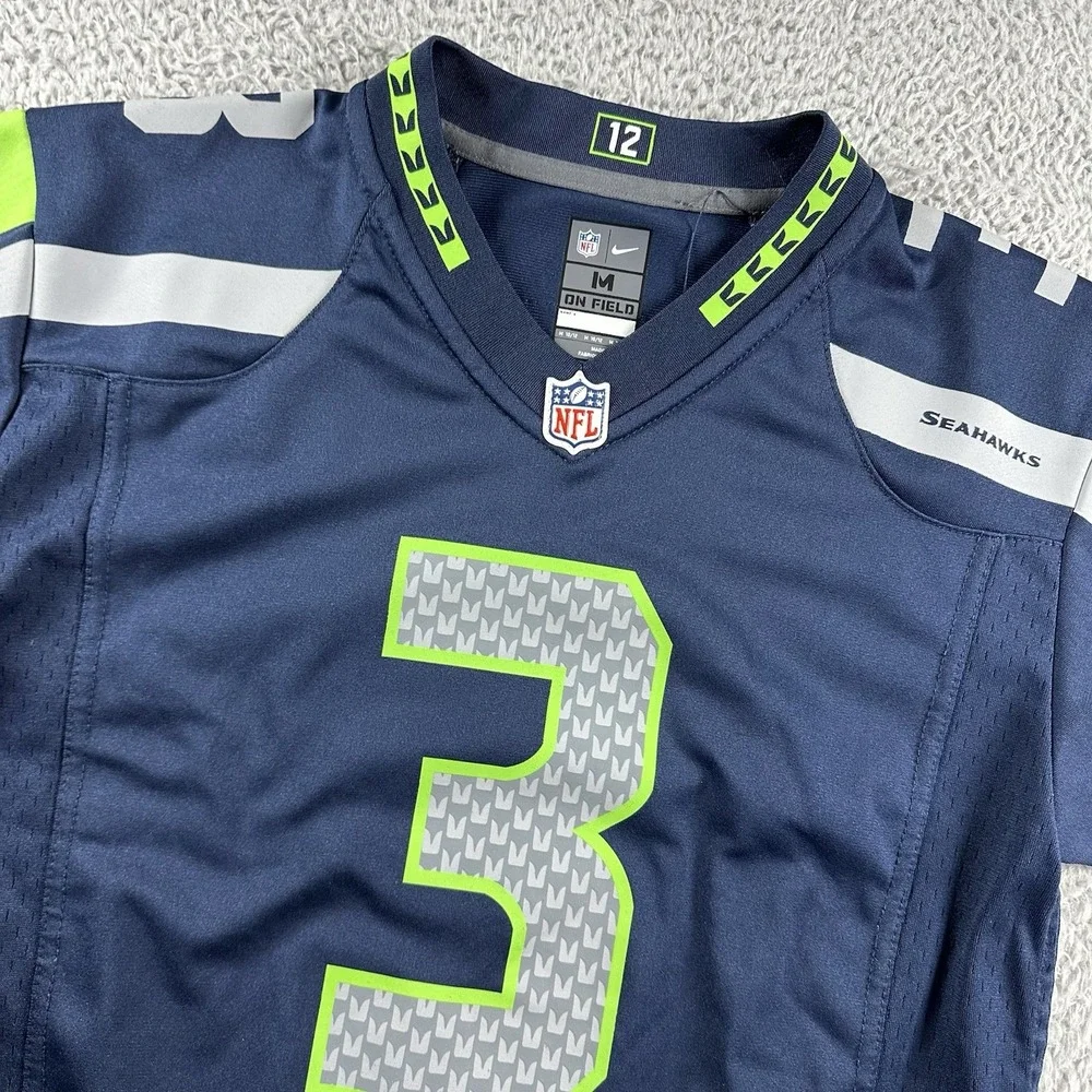 Seattle Seahawks Football Jersey Youth Medium‎ Nike NFL Wilson #3 On Field Blue